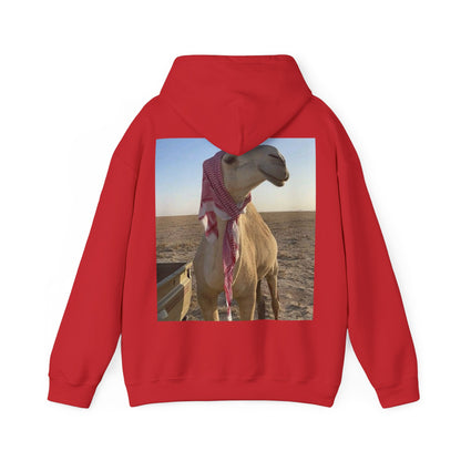 Camel Photo Hoodie - 'I adore you' Minimal Front Script, Desert Travel Vibe