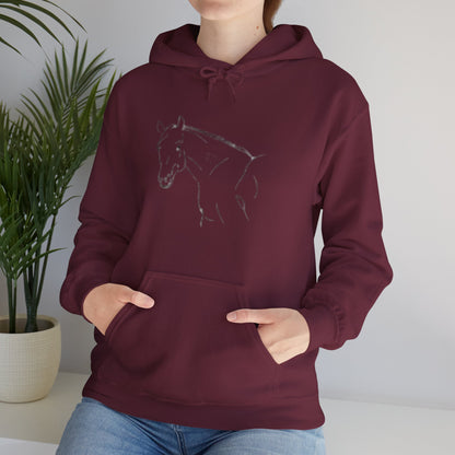 Horse Portrait Hoodie — White Horse with Red Blindfold Graphic | Winter Drop