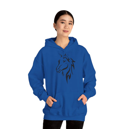 Horse & Sports Car Hoodie — Minimal Horse Head Front | Horse on Red Car Back | Winter Drop