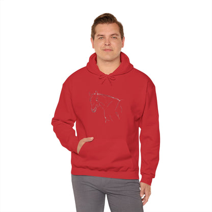 Horse Portrait Hoodie — White Horse with Red Blindfold Graphic | Winter Drop