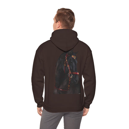Black Stallion Horse Hoodie – Back Print | Winter Drop