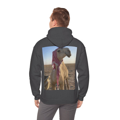 Camel Photo Hoodie - 'I adore you' Minimal Front Script, Desert Travel Vibe