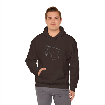 Horse Portrait Hoodie — White Horse with Red Blindfold Graphic | Winter Drop