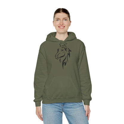 Horse & Sports Car Hoodie — Minimal Horse Head Front | Horse on Red Car Back | Winter Drop