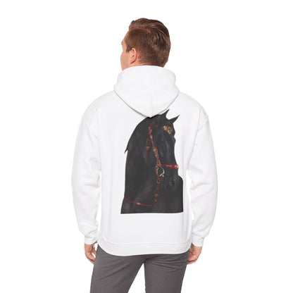 Black Stallion Horse Hoodie – Back Print | Winter Drop