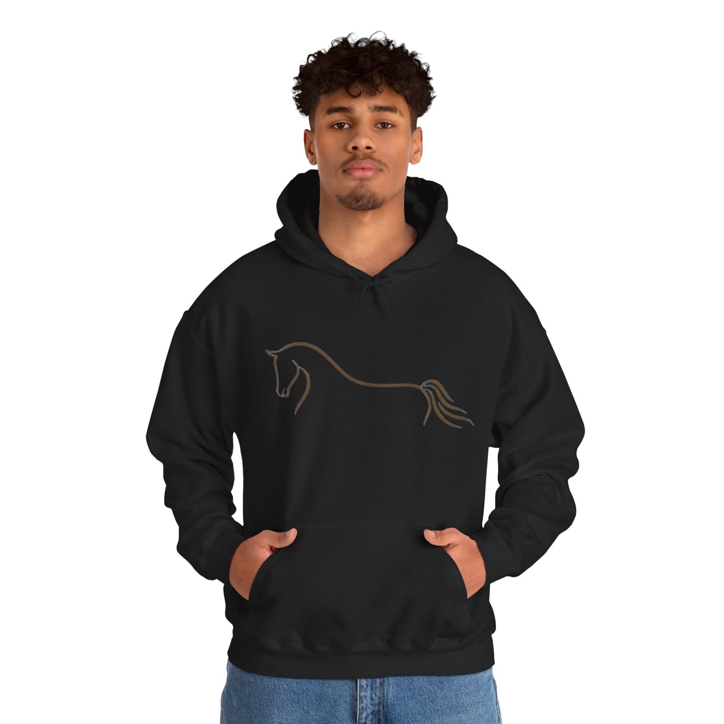 Horse Art Hoodie — Blindfolded Horses Graphic Pullover | Winter Drop
