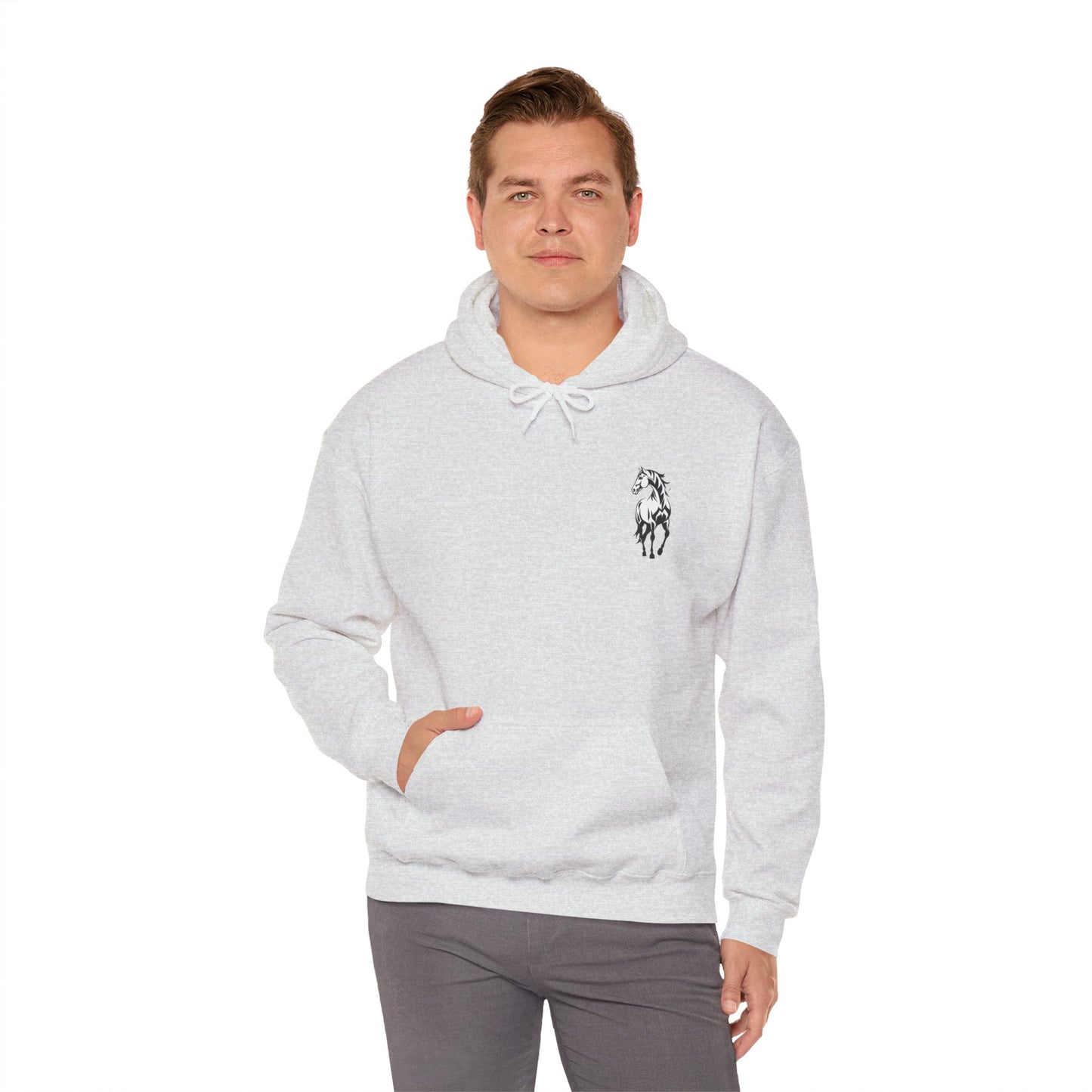 Horse Spirit Hoodie – Mystical Black & White Stallion | Winter Drop