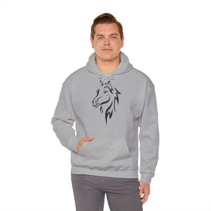 Horse & Sports Car Hoodie — Minimal Horse Head Front | Horse on Red Car Back | Winter Drop