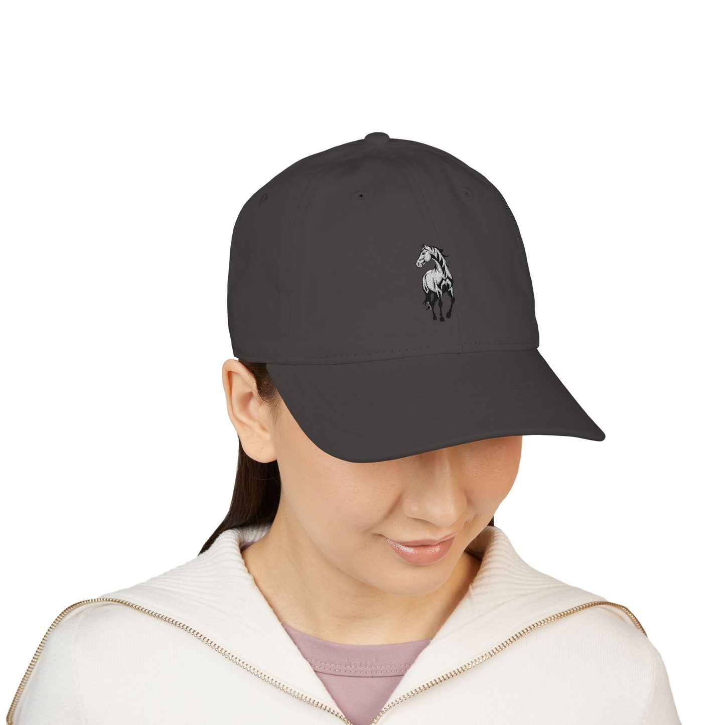 Embroidered Horse Baseball Cap — Organic Cotton Casual Hat
