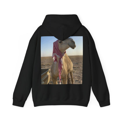 Camel Photo Hoodie - 'I adore you' Minimal Front Script, Desert Travel Vibe