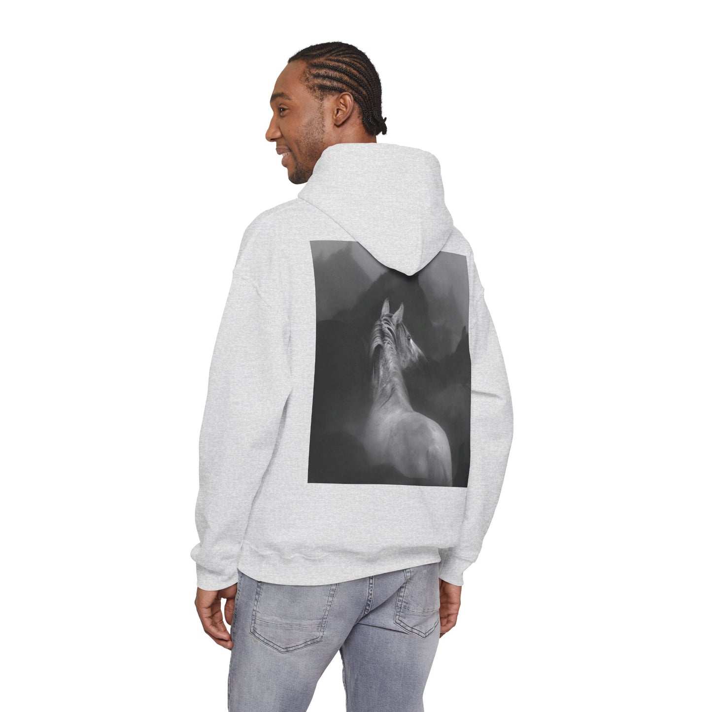 Horse Spirit Hoodie – Mystical Black & White Stallion | Winter Drop