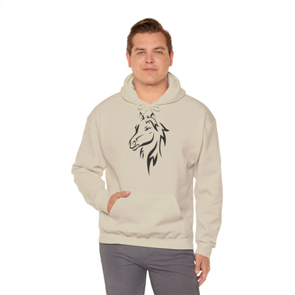 Horse & Sports Car Hoodie — Minimal Horse Head Front | Horse on Red Car Back | Winter Drop