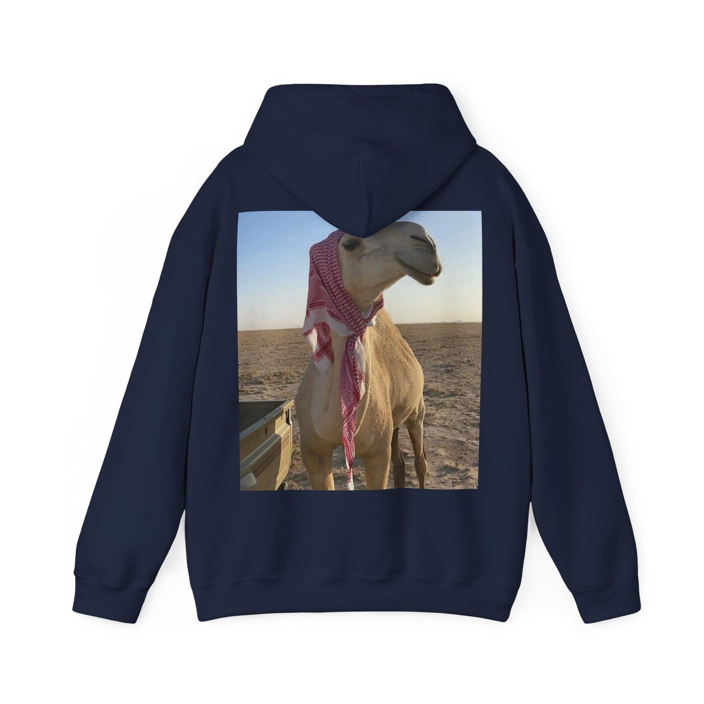 Camel Photo Hoodie - 'I adore you' Minimal Front Script, Desert Travel Vibe