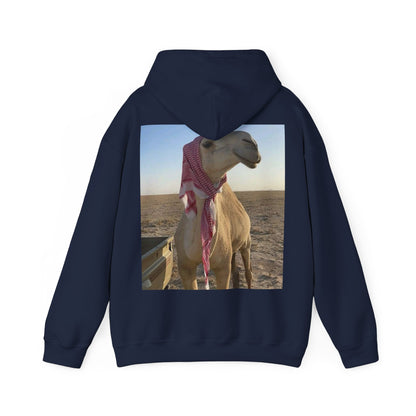 Camel Photo Hoodie - 'I adore you' Minimal Front Script, Desert Travel Vibe