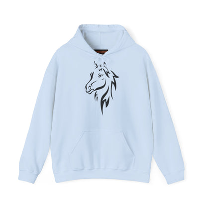 Horse & Sports Car Hoodie — Minimal Horse Head Front | Horse on Red Car Back | Winter Drop