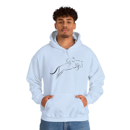 Horse Hoodie — Minimal Line Art Front & Black‑White Photo Back | Winter Drop