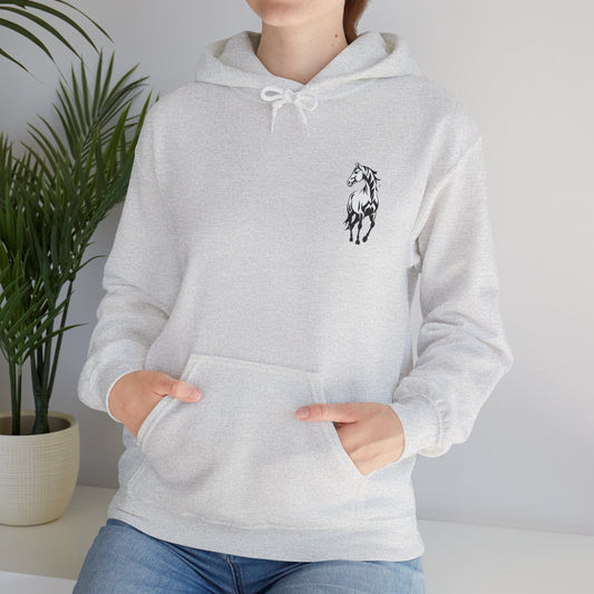 Horse Spirit Hoodie – Mystical Black & White Stallion | Winter Drop