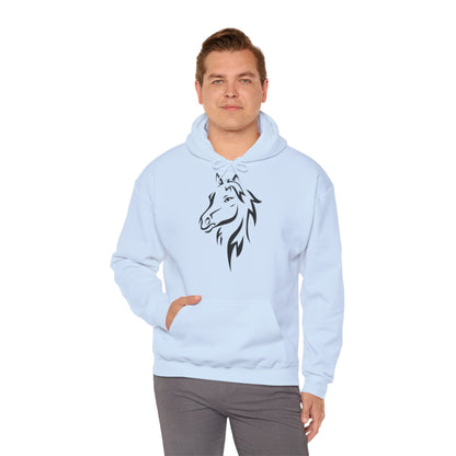 Horse & Sports Car Hoodie — Minimal Horse Head Front | Horse on Red Car Back | Winter Drop