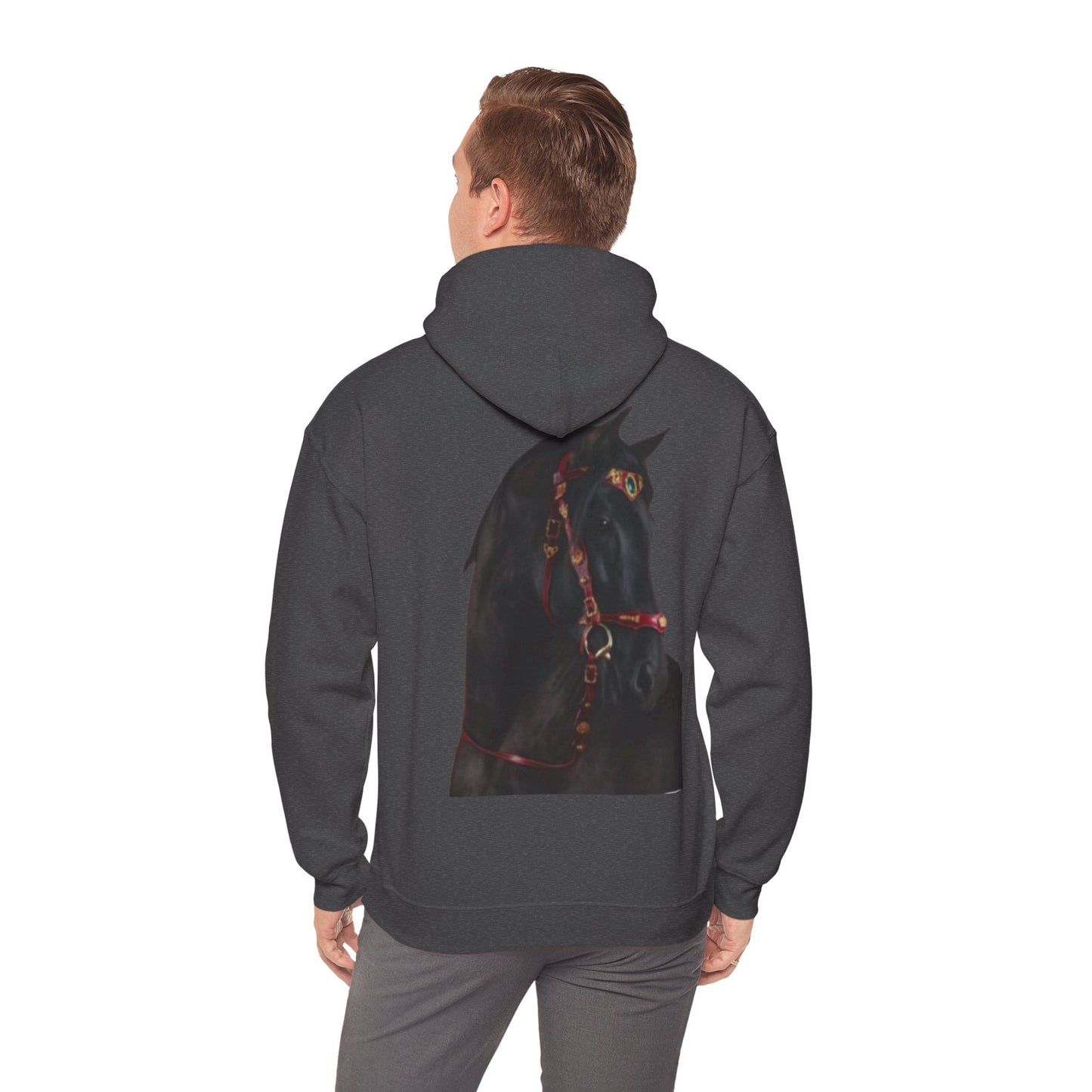 Black Stallion Horse Hoodie – Back Print | Winter Drop