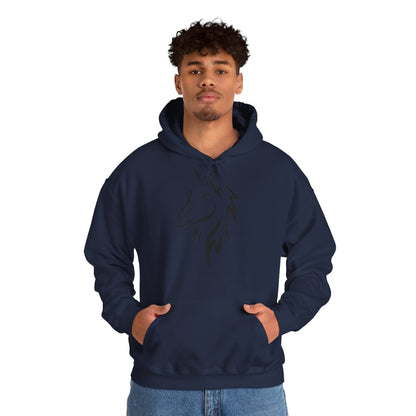 Horse & Sports Car Hoodie — Minimal Horse Head Front | Horse on Red Car Back | Winter Drop