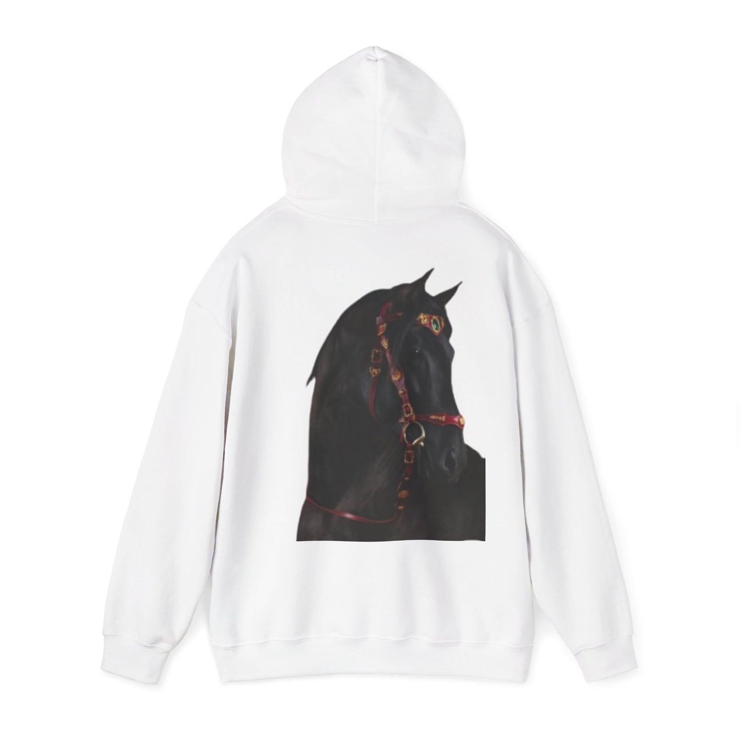 Black Stallion Horse Hoodie – Back Print | Winter Drop