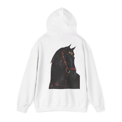 Black Stallion Horse Hoodie – Back Print | Winter Drop