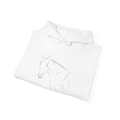 Horse Portrait Hoodie — White Horse with Red Blindfold Graphic | Winter Drop