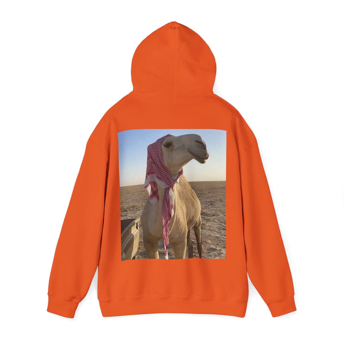 Camel Photo Hoodie - 'I adore you' Minimal Front Script, Desert Travel Vibe