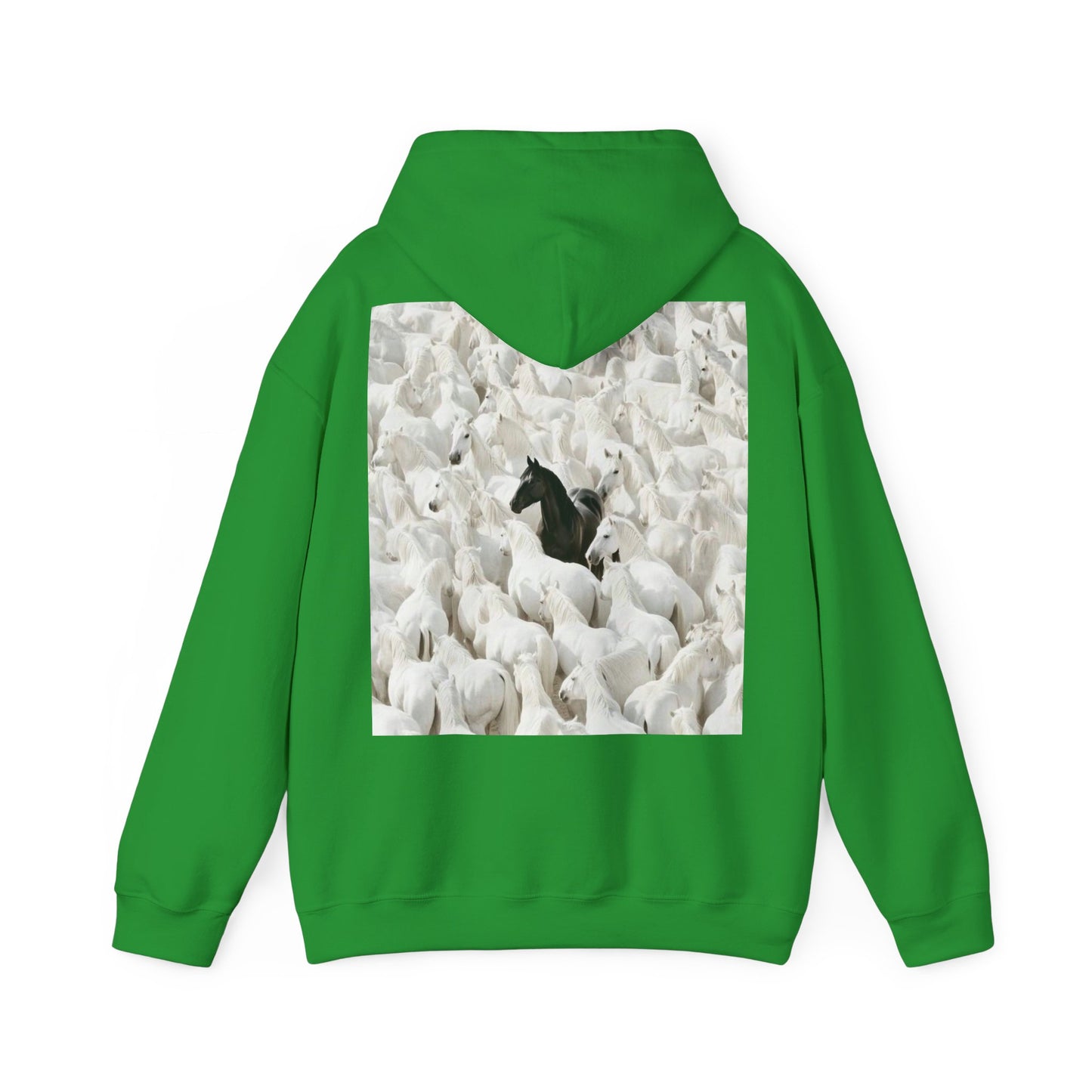 Hoodie – 'Stand Out' Black Horse Among White Sheep Graphic Hoodie