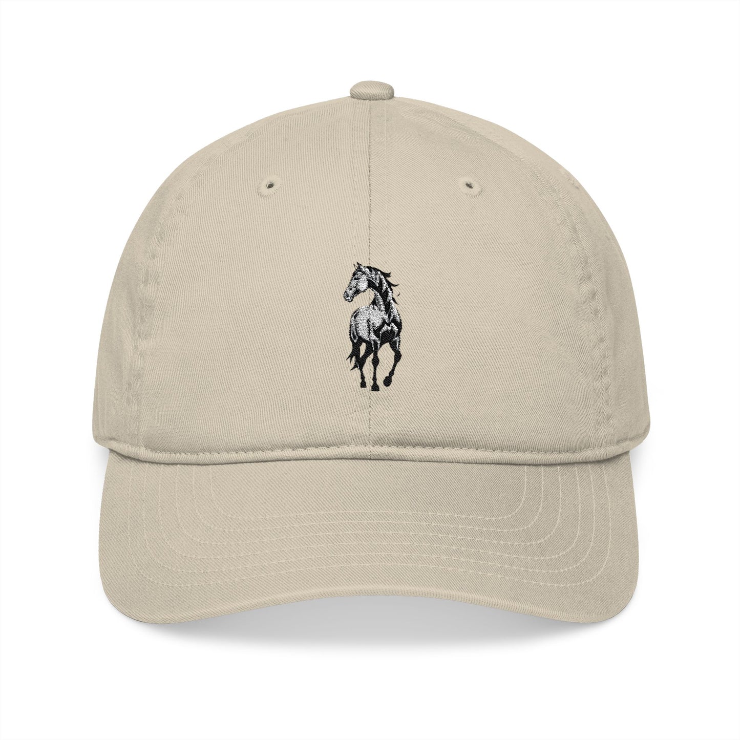 Embroidered Horse Baseball Cap — Organic Cotton Casual Hat