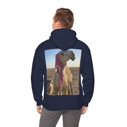 Camel Photo Hoodie - 'I adore you' Minimal Front Script, Desert Travel Vibe
