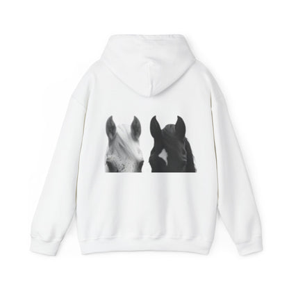 Horse Heads Hoodie - Minimal Black & White Equine Portrait Hoodie