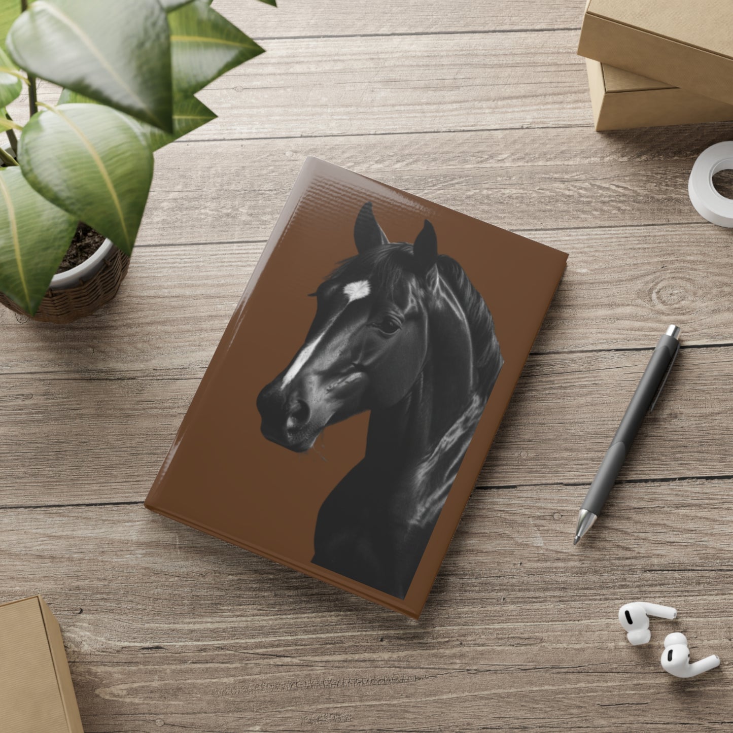 Horse Hardcover Notebook — Daily Journal with Elegant Stallion Art