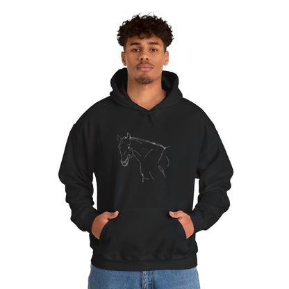 Horse Portrait Hoodie — White Horse with Red Blindfold Graphic | Winter Drop