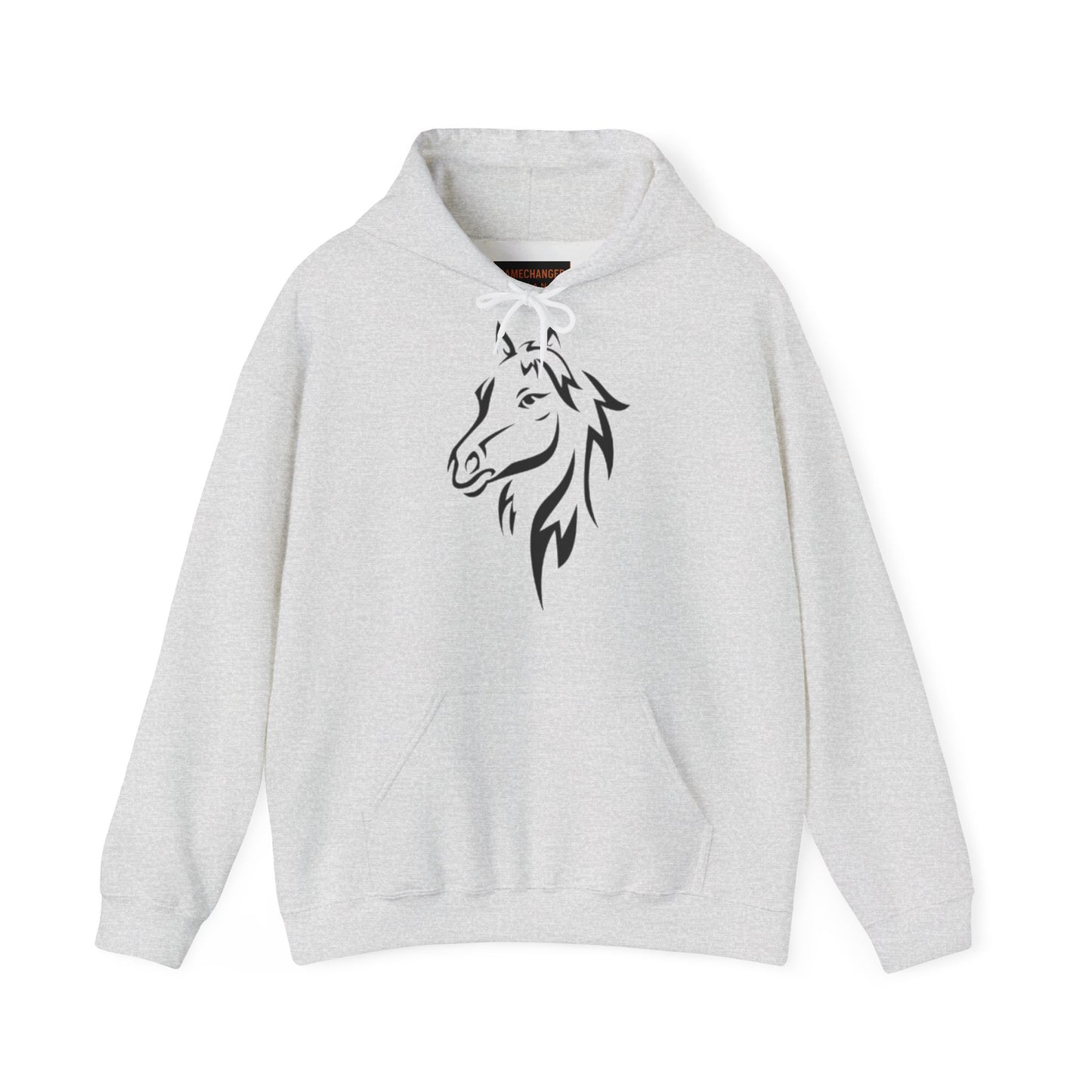 Horse & Sports Car Hoodie — Minimal Horse Head Front | Horse on Red Car Back | Winter Drop
