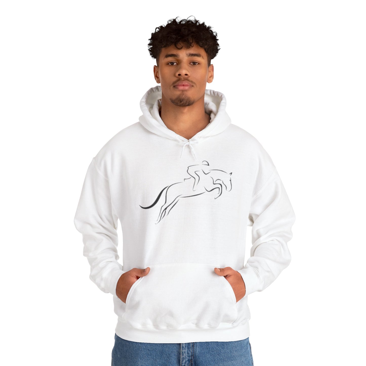 Horse Hoodie — Minimal Line Art Front & Black‑White Photo Back | Winter Drop