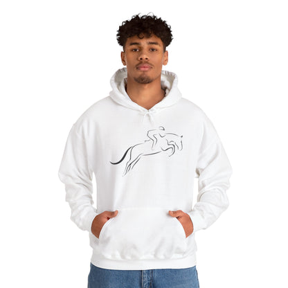 Horse Hoodie — Minimal Line Art Front & Black‑White Photo Back | Winter Drop
