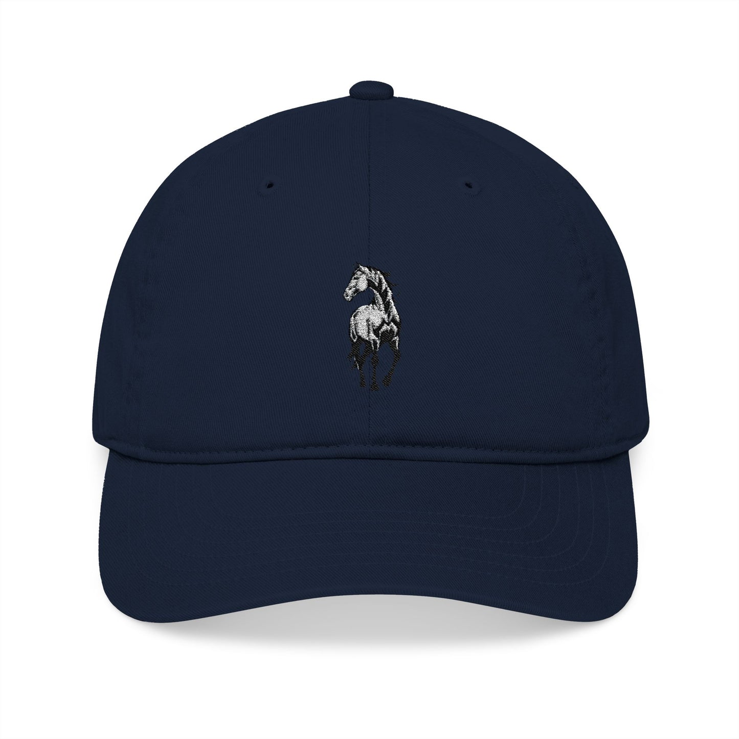 Embroidered Horse Baseball Cap — Organic Cotton Casual Hat