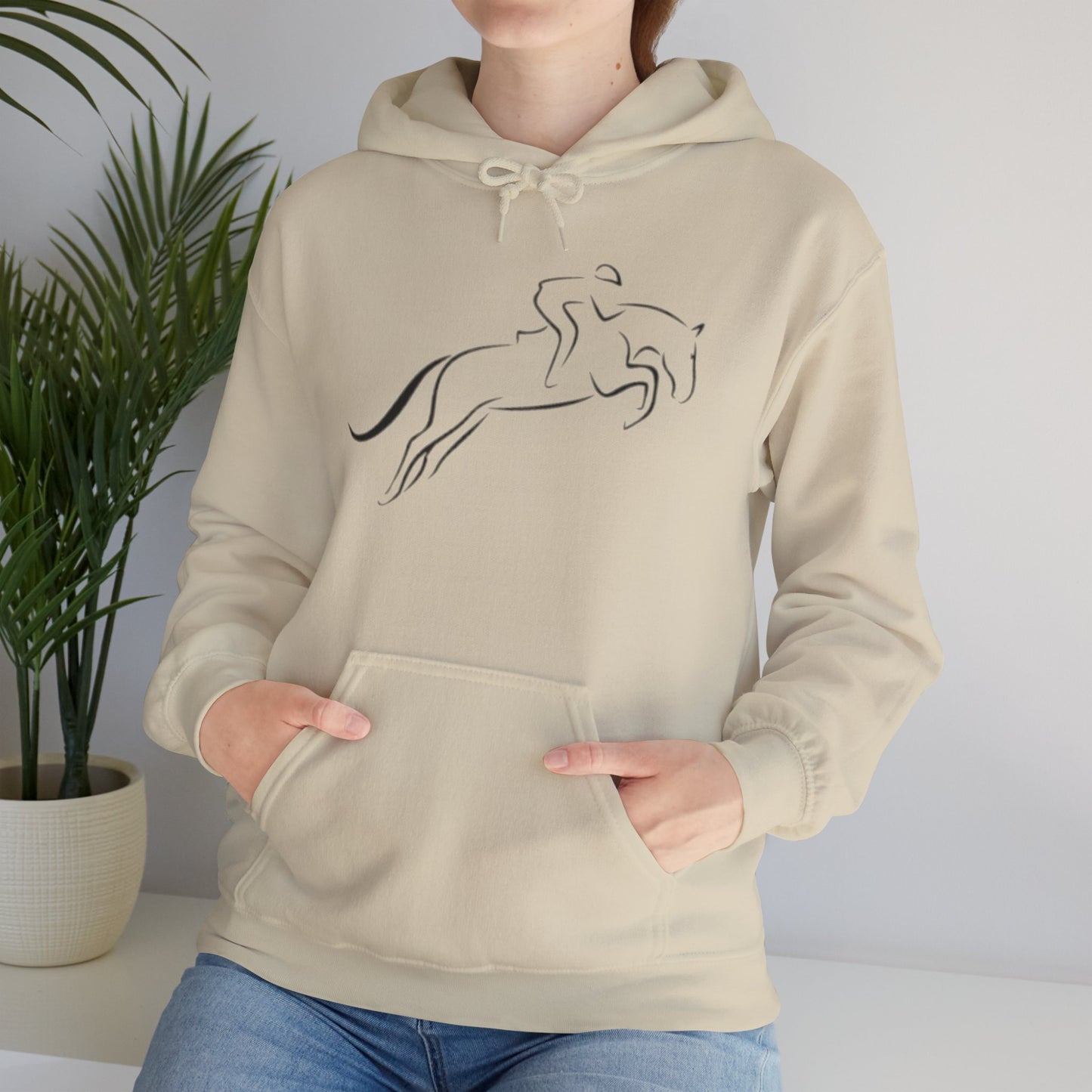 Horse Hoodie — Minimal Line Art Front & Black‑White Photo Back | Winter Drop