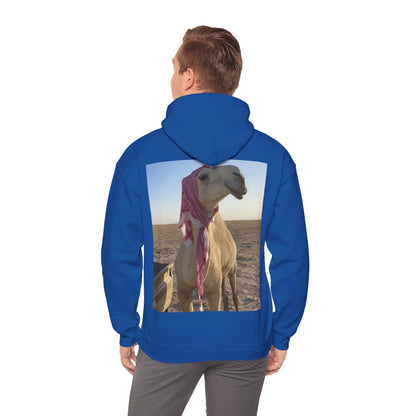 Camel Photo Hoodie - 'I adore you' Minimal Front Script, Desert Travel Vibe