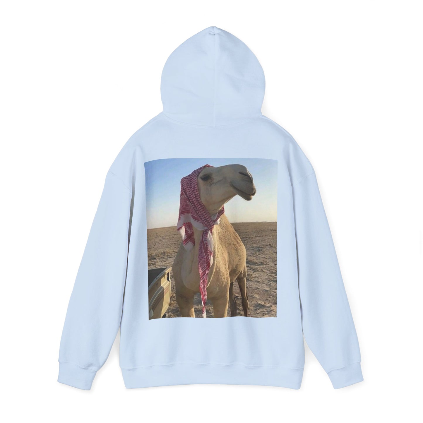 Camel Photo Hoodie - 'I adore you' Minimal Front Script, Desert Travel Vibe