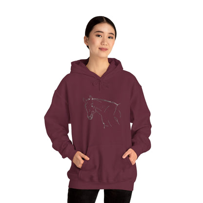 Horse Portrait Hoodie — White Horse with Red Blindfold Graphic | Winter Drop