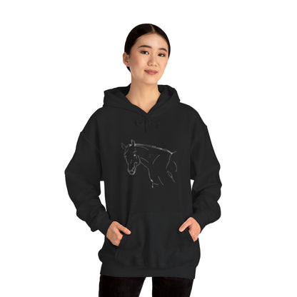Horse Portrait Hoodie — White Horse with Red Blindfold Graphic | Winter Drop