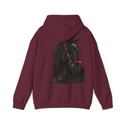 Black Stallion Horse Hoodie – Back Print | Winter Drop