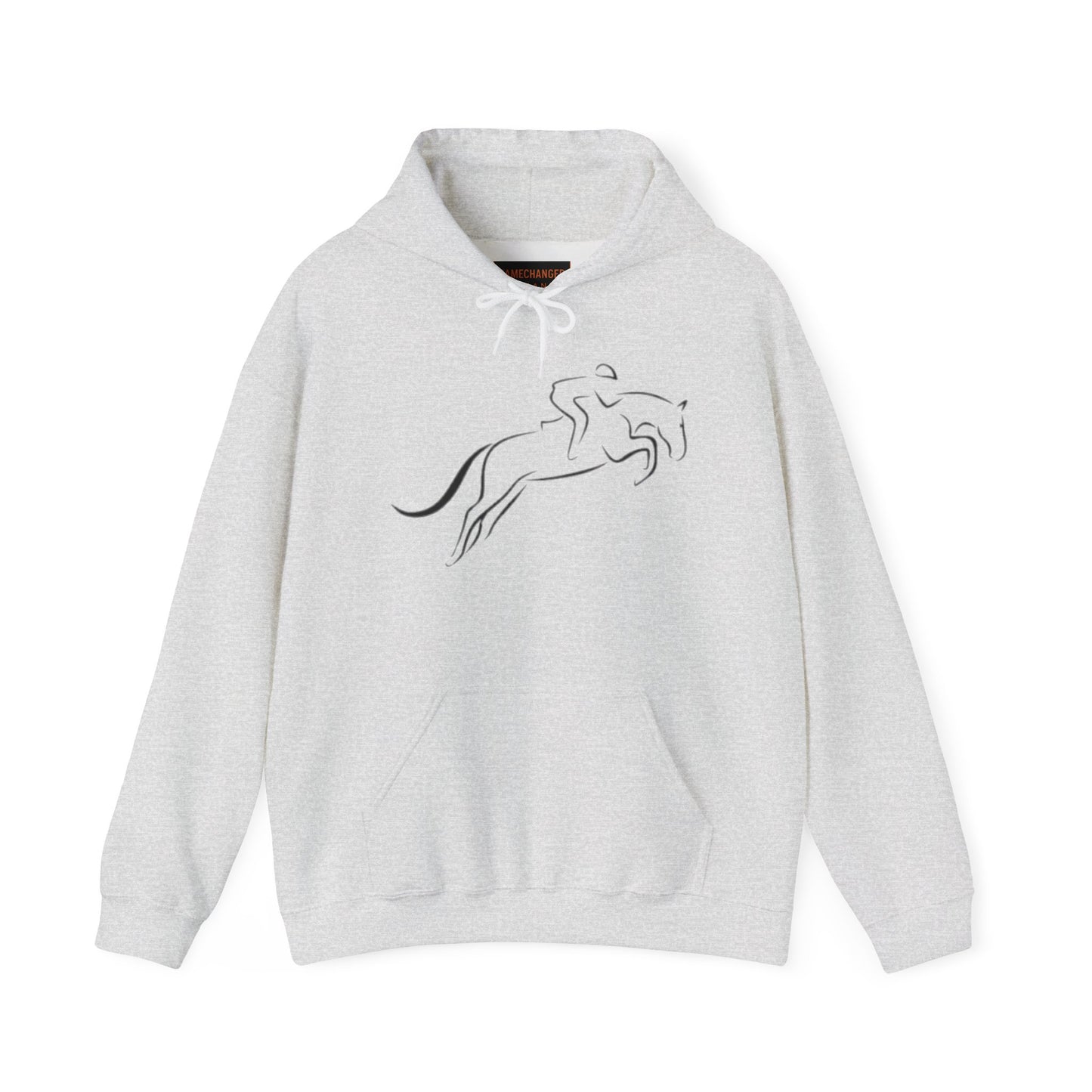 Horse Hoodie — Minimal Line Art Front & Black‑White Photo Back | Winter Drop