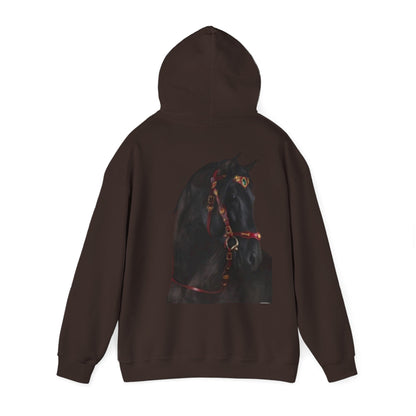 Black Stallion Horse Hoodie – Back Print | Winter Drop