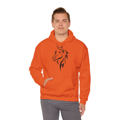 Horse & Sports Car Hoodie — Minimal Horse Head Front | Horse on Red Car Back | Winter Drop