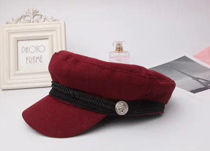 Casual Navy Cap, Flat Cap, Vintage Wool Hat