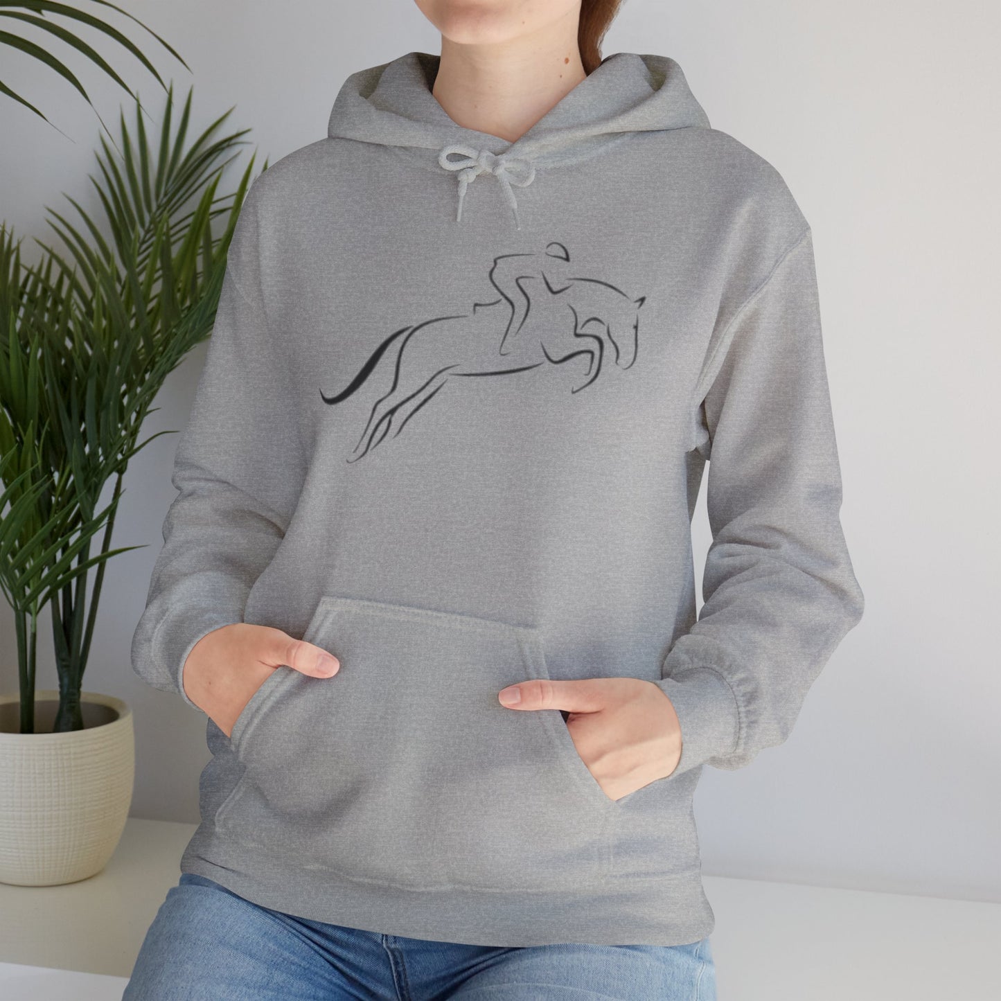 Horse Hoodie — Minimal Line Art Front & Black‑White Photo Back | Winter Drop