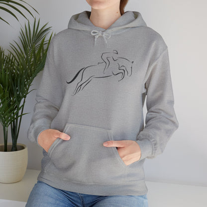 Horse Hoodie — Minimal Line Art Front & Black‑White Photo Back | Winter Drop